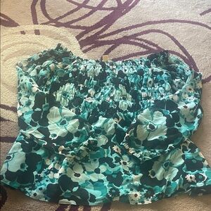 Michael Kors Floral Blouse in Teal and Black